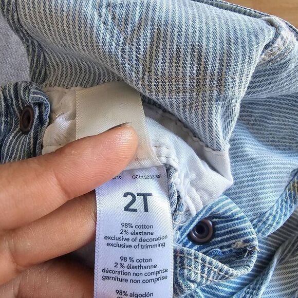 Vintage Oshkosh overalls striped floral denim kids Sz 2T - Picture 7 of 8